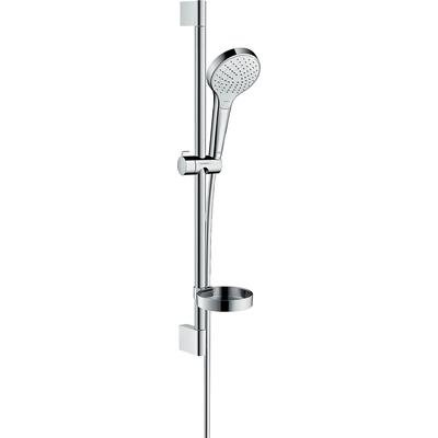 Brausegarnitur HANSGROHE "Croma Select S", weiß (weiß, chrom), Messing, Brausegarnituren, 11cm, mit Duschstange 65cm und