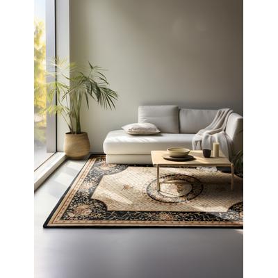Teppich NORTHRUGS "Adraskan", schwarz (schwarz,creme), B:120cm H:8mm L:170cm, Polypropylen, Teppiche, Orient Optik, Läufer, strapazierfähig, pflegeleicht, robust Image