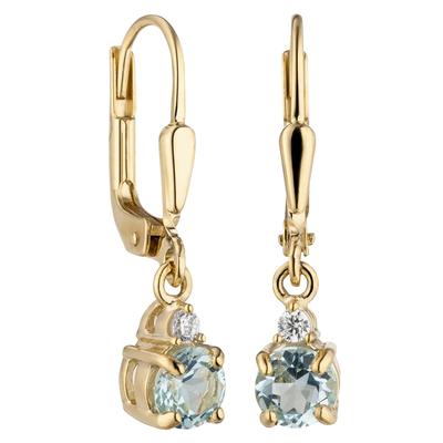 Paar Ohrhänger JOBO "Ohrringe mit Blautopas und Zirkonia", gold (gelbgold 333, blau), Ohrringe, Damen, Gelbgold 333, 333 Gold Image