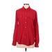 Calvin Klein Long Sleeve Blouse: Red Print Tops - Women's Size Medium