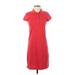 Club Monaco Casual Dress - Shirtdress High Neck Short sleeves: Red Print Dresses - Women's Size Small