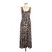 MICHAEL Michael Kors Casual Dress - Midi Scoop Neck Sleeveless: Brown Zebra Print Dresses - Women's Size Medium