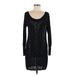 Victoria's Secret Casual Dress - Mini Scoop Neck Long sleeves: Black Solid Dresses - Women's Size Medium