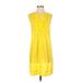 Calvin Klein Casual Dress - Shift Crew Neck Sleeveless: Yellow Solid Dresses - Women's Size 2