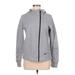 Nike Zip Up Hoodie: Gray Print Tops - Women's Size Medium