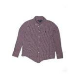 Ralph Lauren Long Sleeve Button Down Shirt: Burgundy Checkered/Gingham Tops - Kids Boy's Size 10