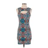 Forever 21 Contemporary Casual Dress - Mini Keyhole Sleeveless: Blue Aztec or Tribal Print Dresses - Women's Size Small