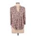 Zara 3/4 Sleeve Blouse: Burgundy Floral Tops - Women's Size Medium