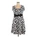 DressBarn Casual Dress - Mini Scoop Neck Short sleeves: Black Print Dresses - Women's Size 14