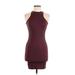 PrettyLittleThing Casual Dress - Mini Crew Neck Sleeveless: Burgundy Print Dresses - Women's Size Medium