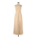 Azazie Cocktail Dress - Mini Plunge Sleeveless: Ivory Solid Dresses - Women's Size 8