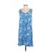 Draper James Casual Dress - Shift Scoop Neck Sleeveless: Blue Print Dresses - Women's Size Small