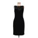 Lauren by Ralph Lauren Cocktail Dress - Sheath Crew Neck Sleeveless: Black Print Dresses - Women's Size 8