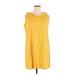 Shein Casual Dress - Shift Crew Neck Sleeveless: Yellow Print Dresses - Women's Size 1X