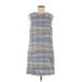 Akemi + Kin Casual Dress - Shift: Blue Tweed Dresses - Women's Size 6