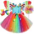 Costumes de Dégradation Arc-en-Ciel pour Bol Robe de Bonbon Colorée Scintillante pour Enfants