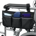 Sac latéral pour fauteuil roulant accoudoir portable rangement multi-poches poudres sac de