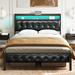 17 Stories Antioch Bed Frame w/ USB Ports & LED Lights, Upholstered Bed w/ Storage Shelves | Queen | Wayfair AA20562AB7E548A3A878573A8BA08B2E