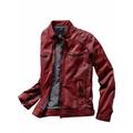 Mey & Edlich Herren Leder Jacke Regular Fit Rot einfarbig