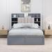 Red Barrel Studio® Full Size Bed w/ 4 Storage Drawers & Headboard Storage Shelves Upholstered/Linen in Gray | 47.2 H x 57.2 W x 75 D in | Wayfair