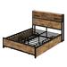 17 Stories Beaconsfield Full Metal Platform Bed w/ 4 Drawers, Sockets & USB Ports Metal in Black/Brown | 43.3 H x 56 W x 77 D in | Wayfair