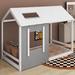 Harper Orchard Arborway Twin Size House Platform w/ Roof & Window Wood in White/Brown | 55.4 H x 42 W x 78.1 D in | Wayfair