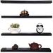 Latitude Run® Rustic Wood Floating Shelves For Wall Decor Farmhouse Wooden Wall Shelf Set Of 4 Wood in Black | 1 H x 24 W x 6 D in | Wayfair