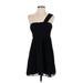 BCBGeneration Casual Dress - A-Line One Shoulder Sleeveless: Black Print Dresses - Women's Size 6