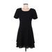 Liz Claiborne Casual Dress - A-Line: Black Solid Dresses - Women's Size 6 Petite