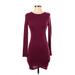 Love, Fire Casual Dress - Bodycon: Burgundy Solid Dresses - Women's Size Small