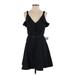 Adelyn Rae Cocktail Dress - A-Line Plunge Sleeveless: Black Print Dresses - New - Women's Size Small