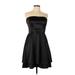 Hailey by Adrianna Papell Cocktail Dress - A-Line Strapless Sleeveless: Black Print Dresses - Women's Size 12