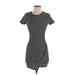 Dee Elle Casual Dress - Bodycon Crew Neck Short sleeves: Black Print Dresses - Women's Size Small