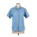 Woolrich Short Sleeve Button Down Shirt: Blue Tops - Women's Size Medium