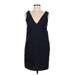 3.1 Phillip Lim Cocktail Dress - Shift Plunge Sleeveless: Blue Print Dresses - Women's Size Medium