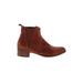 THELMA Ankle Boots: Chelsea Boots Stacked Heel Boho Chic Brown Solid Shoes - Women's Size 39 - Almond Toe
