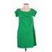 New York & Company Casual Dress - Shift Cowl Neck Short sleeves: Green Print Dresses - Women's Size Small