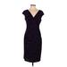Lauren by Ralph Lauren Casual Dress - Sheath V Neck Short sleeves: Purple Dresses - Women's Size 8