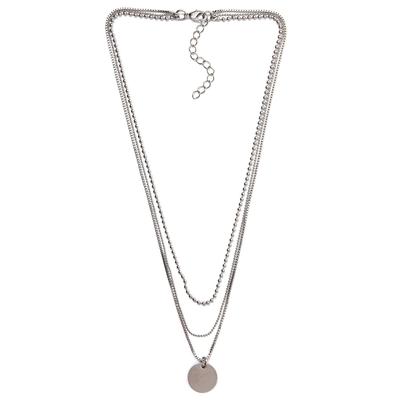 Kette mit Anhänger FIRETTI "Schmuck Geschenk Layering Kette mit kreisförmigen Anhänger", grau (metallfarben), Halsketten, Damen, Metall, L: 45cm Image