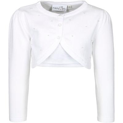 Bolero HAPPY GIRLS, Mädchen, Gr. 134, weiß, Strick, Feinstrick, Obermaterial: 100% Baumwolle, unifarben, casual, bauchfrei, Rundhals, Langarm, Strickjacken, vorne mit schönen Zierperlen bestickt Image