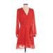 Banana Republic Casual Dress - A-Line Plunge 3/4 sleeves: Red Dresses - Women's Size 4