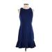 Banana Republic Casual Dress - A-Line Crew Neck Sleeveless: Blue Print Dresses - Women's Size 4 Petite