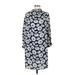 Waverly Grey Casual Dress - Shift Mock 3/4 sleeves: Blue Floral Dresses - Women's Size Medium