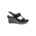 AK Anne Klein Wedges: Black Solid Shoes - Women's Size 10 - Open Toe