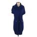 Karen Millen Casual Dress - Sweater Dress Cowl Neck Short sleeves: Blue Solid Dresses - Women's Size Small