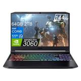 acer Nitro 5 Gaming Laptop (15.6 inch FHD 144Hz IPS Intel 8-Core i9-11900H 64GB RAM 2TB PCle SSD GeForce RTX 3060 6GB) RGB Backlit Webcam WiFi DTS:X Audio Ray Tracing Win 11 Home - Black