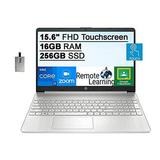 HP 2021 15.6 FHD Touchscreen Laptop Computer 10th Gen Intel Core i7-1065G7 16GB RAM 256GB SSD Intel Iris Plus Graphics HD Audio HD Webcam Bluetooth Windows 10 Silver 32GB SnowBell USB Card