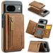 Compatible with Google Pixel 8 Case RFID BLOCKING Wallet Magnetic Removable Card Holder Classic Vegan PU Leather Ultra Slim Thin Kickstand Phone Cover for Google Pixel 8 - Brown