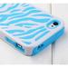 Fresh Fab Finds Zebra Combo Hard Soft Case Cover for iPhone 4 & 4S Silicone Armor Case Blue