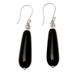 Intrepid Woman,'Sterling Silver Dangle Earrings with Onyx Stone from Bali'